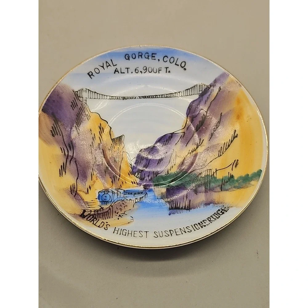 Miniature Mini Tea Cup Saucer Lot Of 3 Souvenir Oklahoma Colorado Smoky Mountain